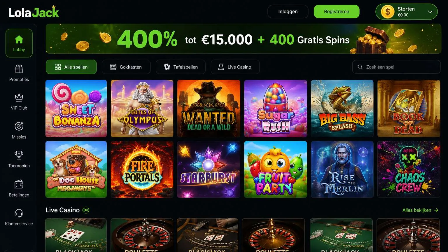 Buitenlandse casino iDEAL beschikbare spellen